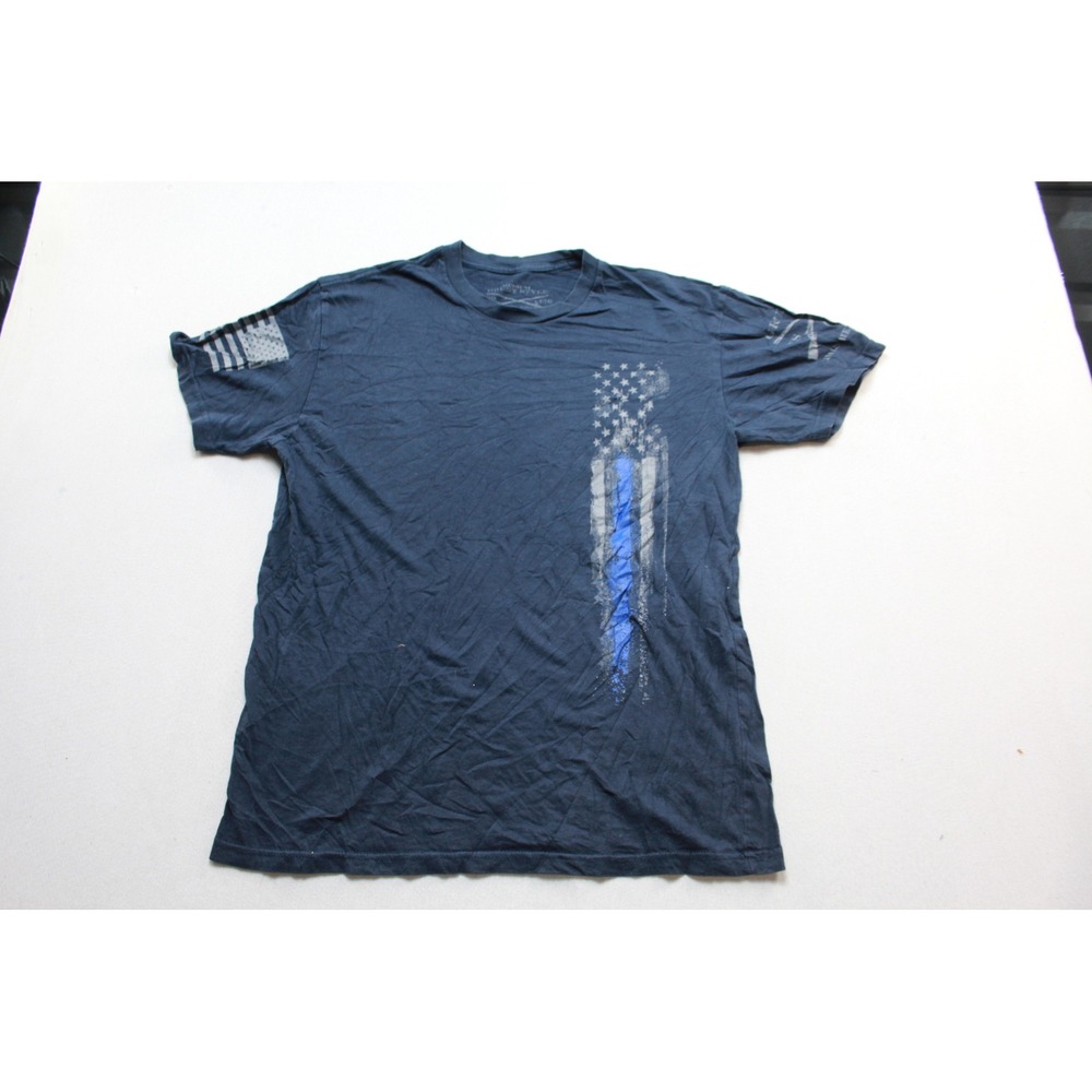 Grunt Style T-Shirt Mens M Blue Thin Blue Line American Flag Graphic Tee